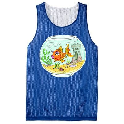 Bowl with Goldfish Cartoon Mesh Reversible Basketball Jersey Tank