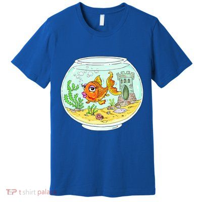 Bowl with Goldfish Cartoon Premium T-Shirt