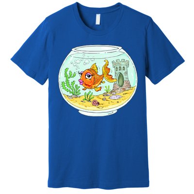 Bowl with Goldfish Cartoon Premium T-Shirt