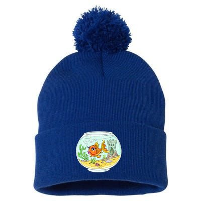 Bowl with Goldfish Cartoon Pom Pom 12in Knit Beanie
