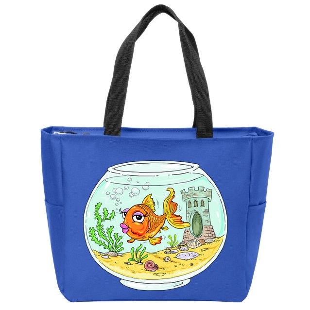 Bowl with Goldfish Cartoon Zip Tote Bag