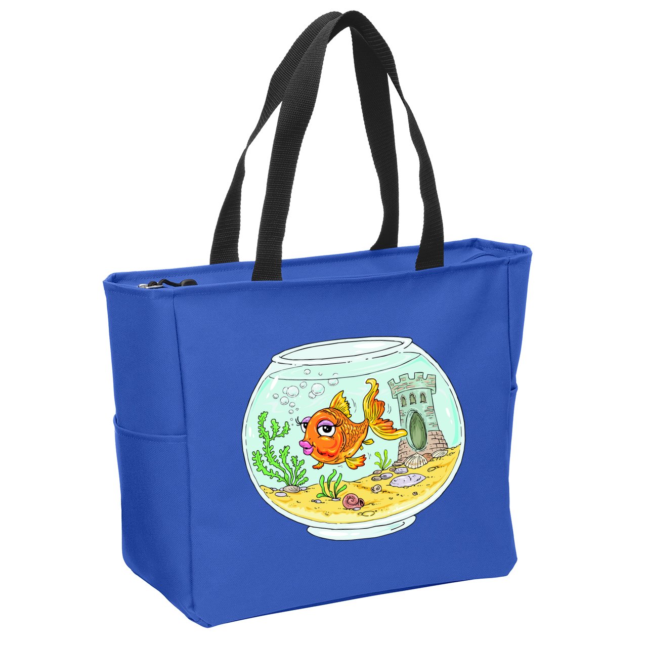 Bowl with Goldfish Cartoon Zip Tote Bag