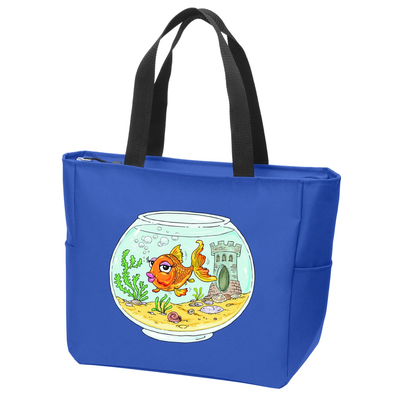 Bowl with Goldfish Cartoon Zip Tote Bag