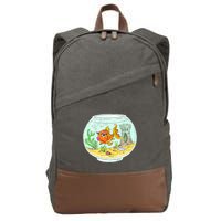 Bowl with Goldfish Cartoon Cotton Canvas Backpack