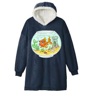 Bowl with Goldfish Cartoon Hooded Wearable Blanket