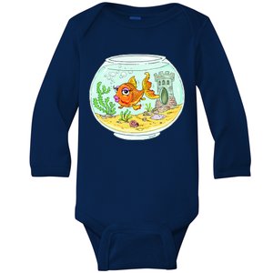 Bowl with Goldfish Cartoon Baby Long Sleeve Bodysuit