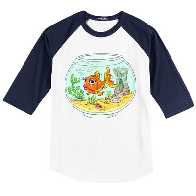 Bowl with Goldfish Cartoon Baseball Sleeve Shirt