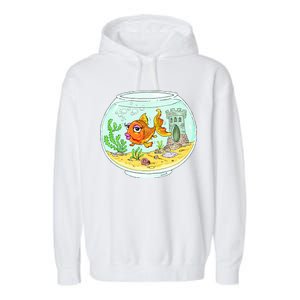 Bowl with Goldfish Cartoon Garment-Dyed Fleece Hoodie