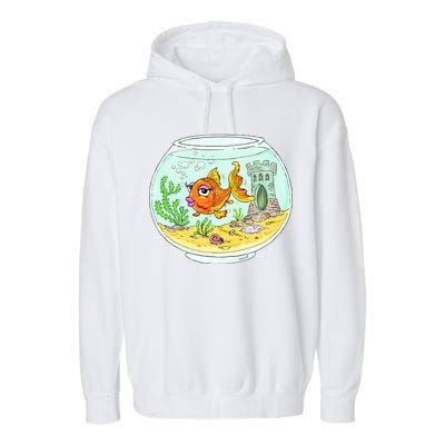 Bowl with Goldfish Cartoon Garment-Dyed Fleece Hoodie