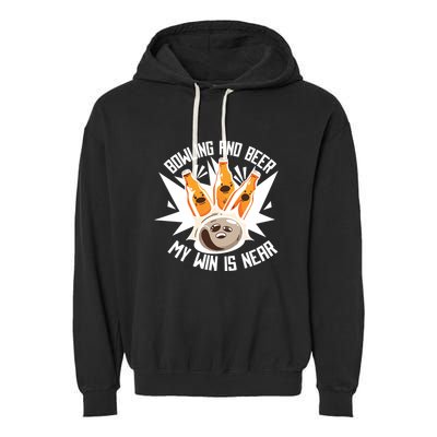Bowling And Beer Garment-Dyed Fleece Hoodie
