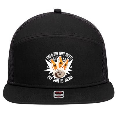 Bowling And Beer 7 Panel Mesh Trucker Snapback Hat