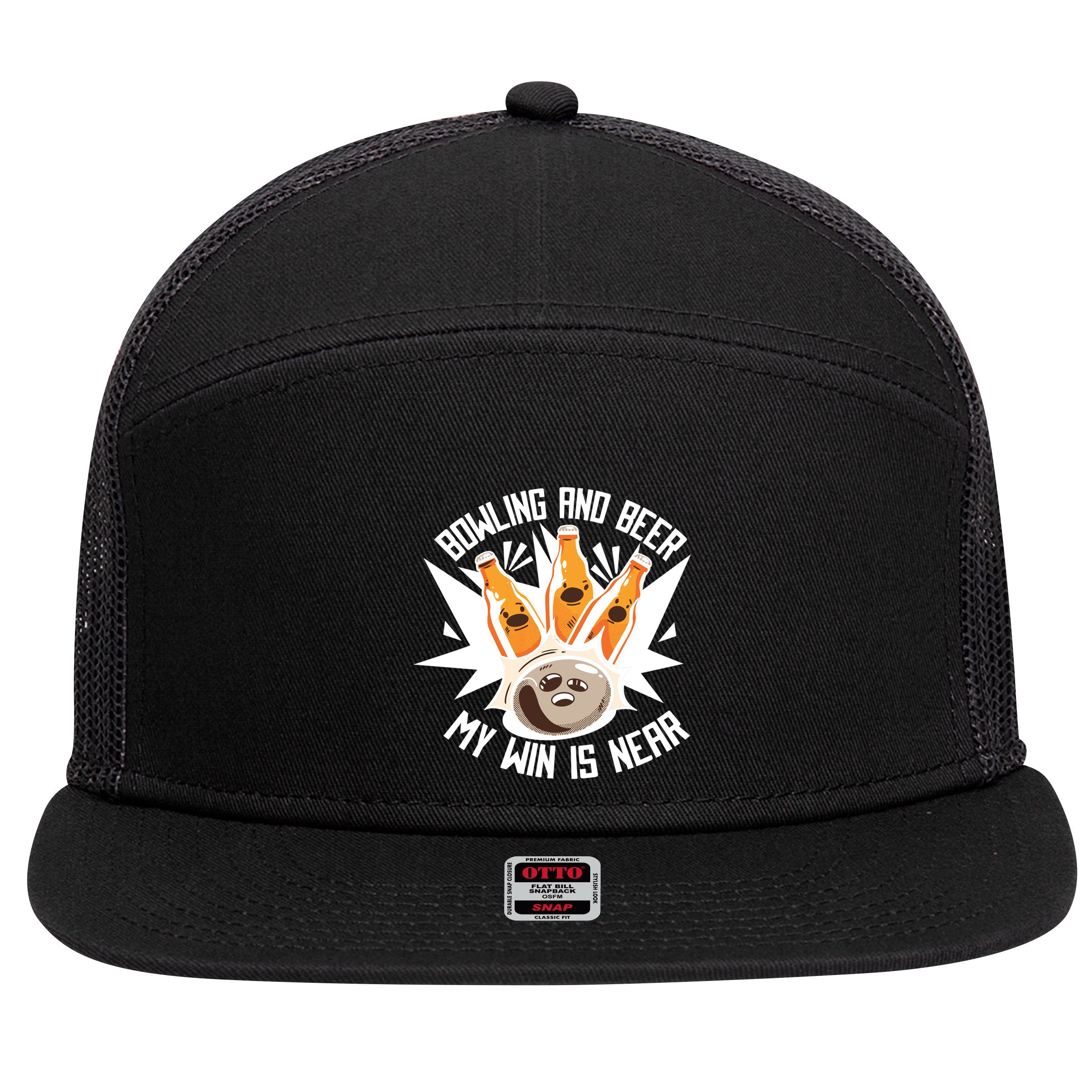 Bowling And Beer 7 Panel Mesh Trucker Snapback Hat