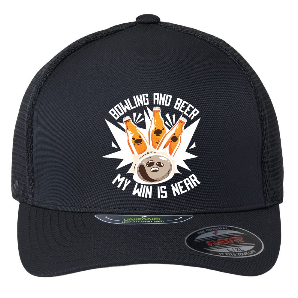 Bowling And Beer Flexfit Unipanel Trucker Cap