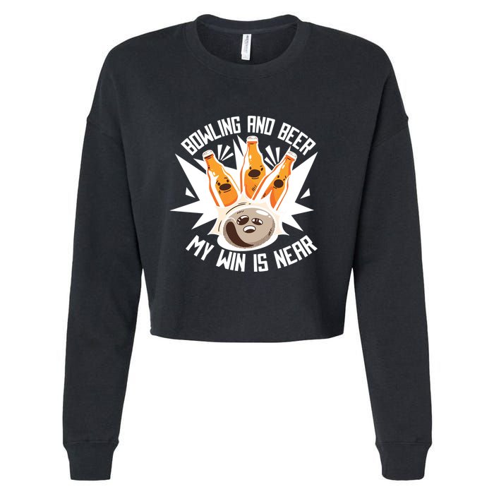 Bowling And Beer Cropped Pullover Crew