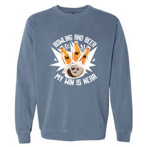 Bowling And Beer Garment-Dyed Sweatshirt