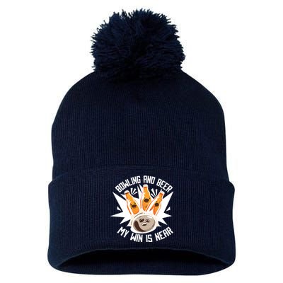 Bowling And Beer Pom Pom 12in Knit Beanie