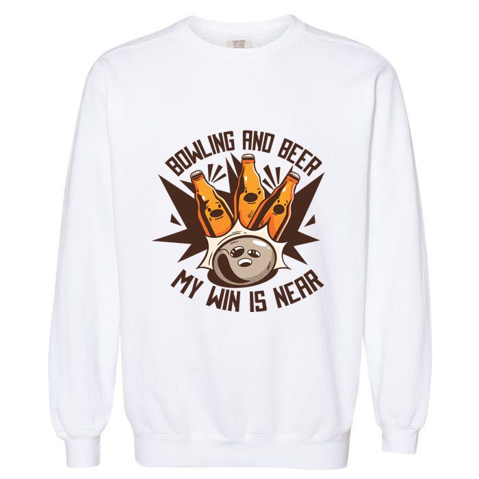 Bowling And Beer Garment-Dyed Sweatshirt