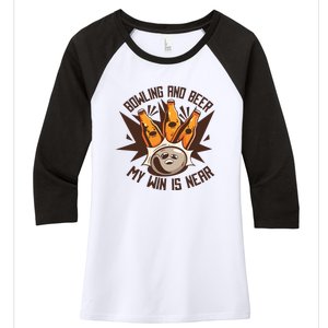 Bowling And Beer Women's Tri-Blend 3/4-Sleeve Raglan Shirt