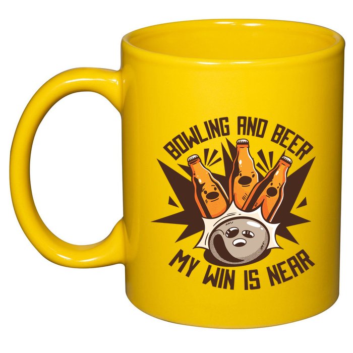Bowling And Beer 11oz C Handle Ceramic Mug