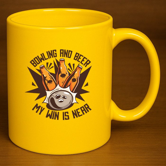 Bowling And Beer 11oz C Handle Ceramic Mug