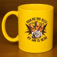 Bowling And Beer 11oz C Handle Ceramic Mug