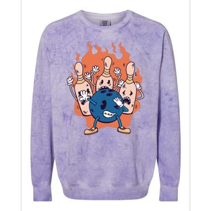 Bowling Ball And Pins Dabbing Colorblast Crewneck Sweatshirt