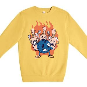 Bowling Ball And Pins Dabbing Premium Crewneck Sweatshirt