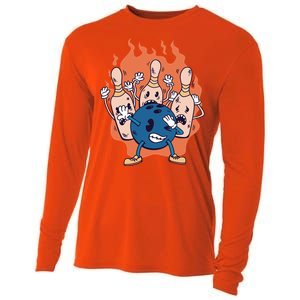 Bowling Ball And Pins Dabbing Cooling Performance Long Sleeve Crew