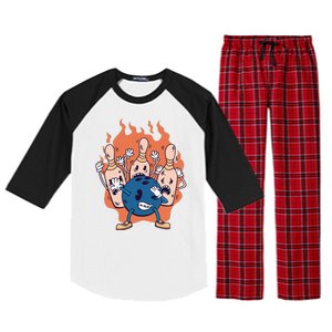 Bowling Ball And Pins Dabbing Raglan Sleeve Pajama Set