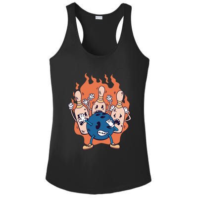 Bowling Ball And Pins Dabbing Ladies PosiCharge Competitor Racerback Tank