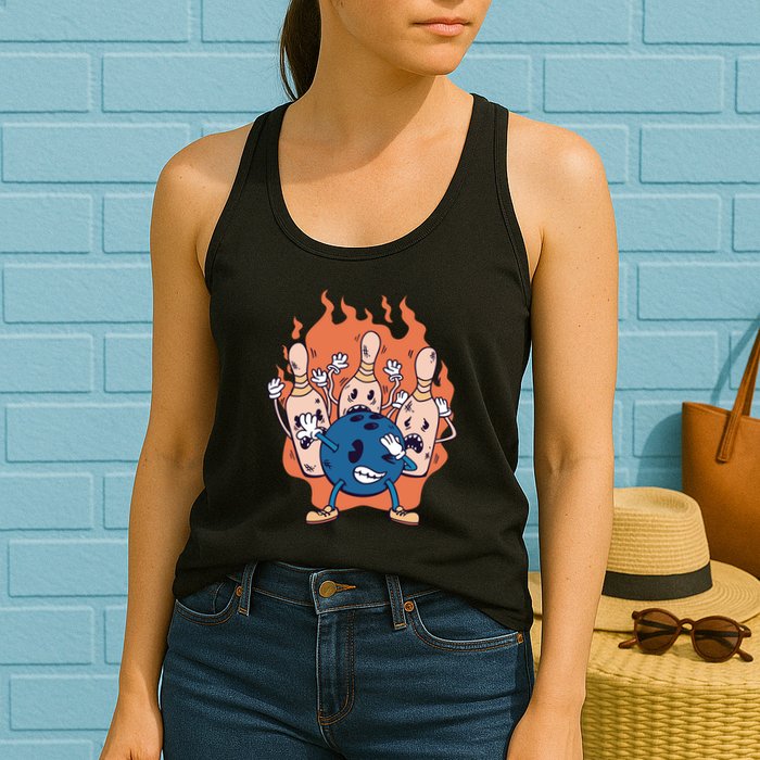 Bowling Ball And Pins Dabbing Womens Tank Top