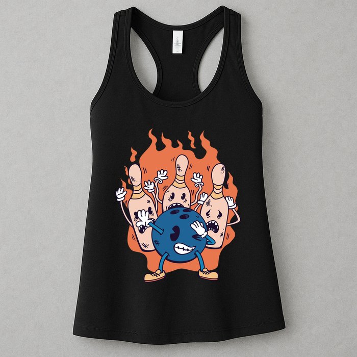 Bowling Ball And Pins Dabbing Womens Tank Top