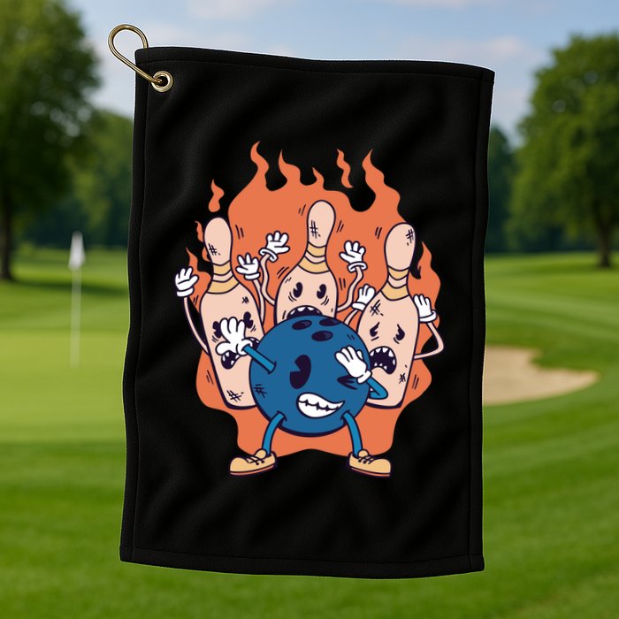 Bowling Ball And Pins Dabbing Golf Towel