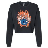 Bowling Ball And Pins Dabbing Cropped Pullover Crew