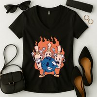 Bowling Ball And Pins Dabbing Women's V-Neck T-Shirt