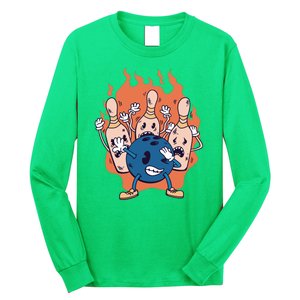 Bowling Ball And Pins Dabbing Long Sleeve Shirt