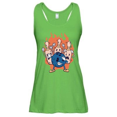 Bowling Ball And Pins Dabbing Ladies Essential Flowy Tank