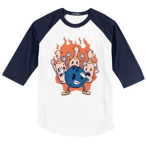 Bowling Ball And Pins Dabbing Baseball Sleeve Shirt