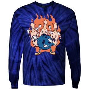 Bowling Ball And Pins Dabbing Tie-Dye Long Sleeve Shirt