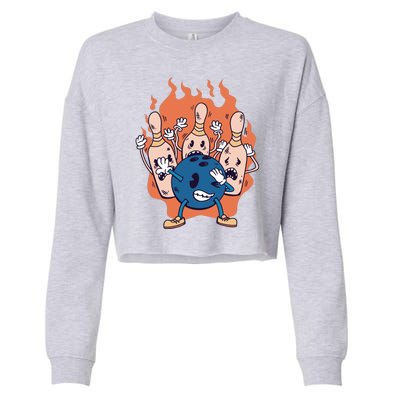 Bowling Ball And Pins Dabbing Cropped Pullover Crew