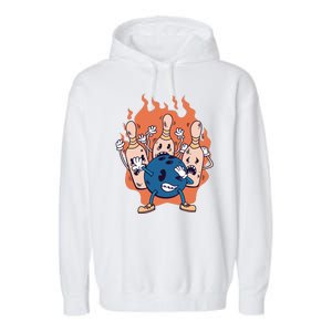 Bowling Ball And Pins Dabbing Garment-Dyed Fleece Hoodie