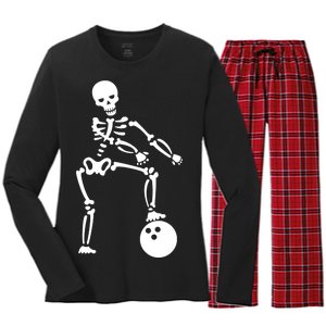 Bowling Ball Floss like A Boss Skeleton Women's Long Sleeve Flannel Pajama Set 