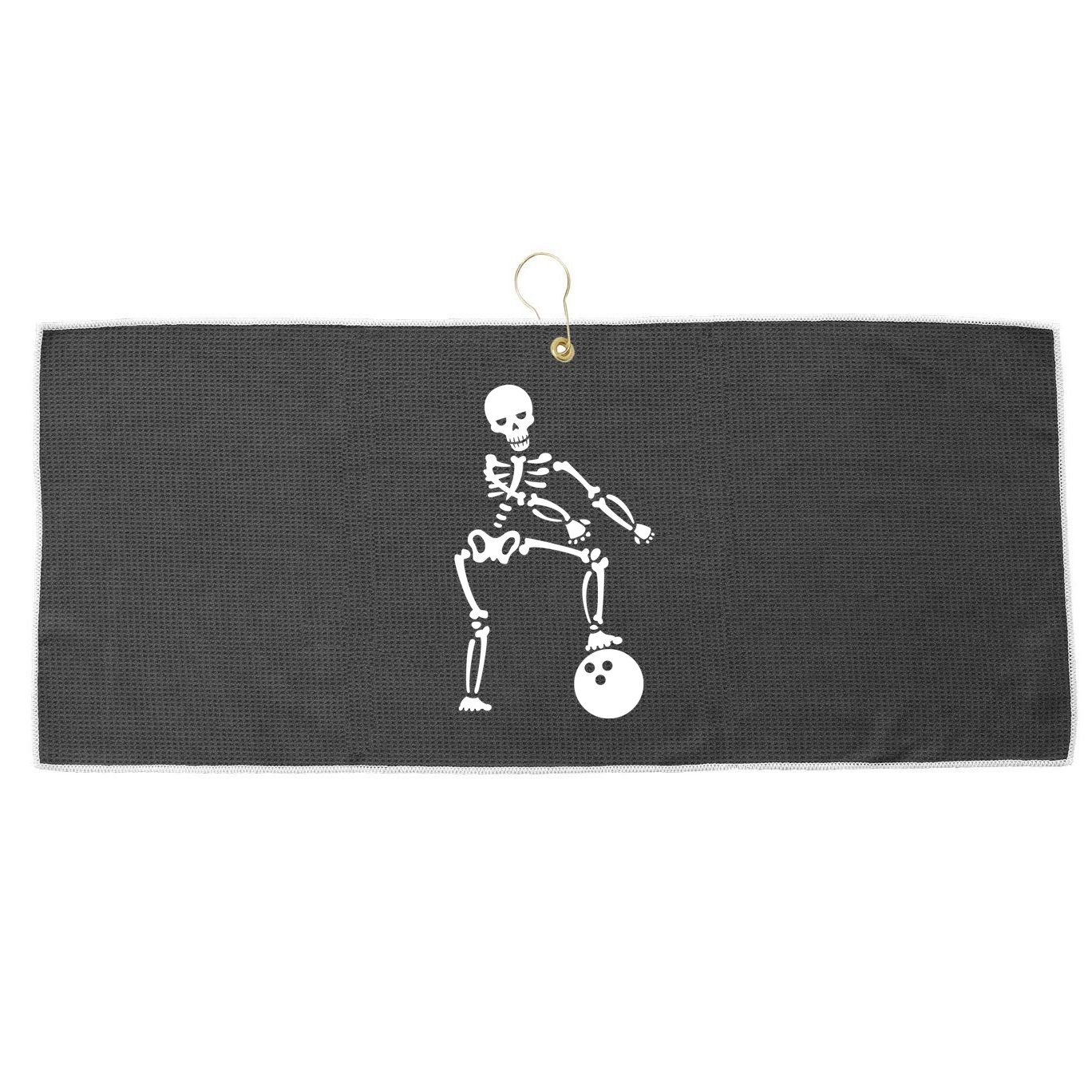 Bowling Ball Floss like A Boss Skeleton Large Microfiber Waffle Golf Towel