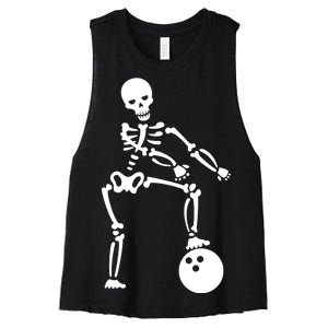 Bowling Ball Floss like A Boss Skeleton Women's Racerback Cropped Tank