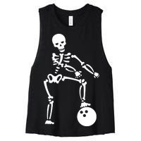 Bowling Ball Floss like A Boss Skeleton Women's Racerback Cropped Tank