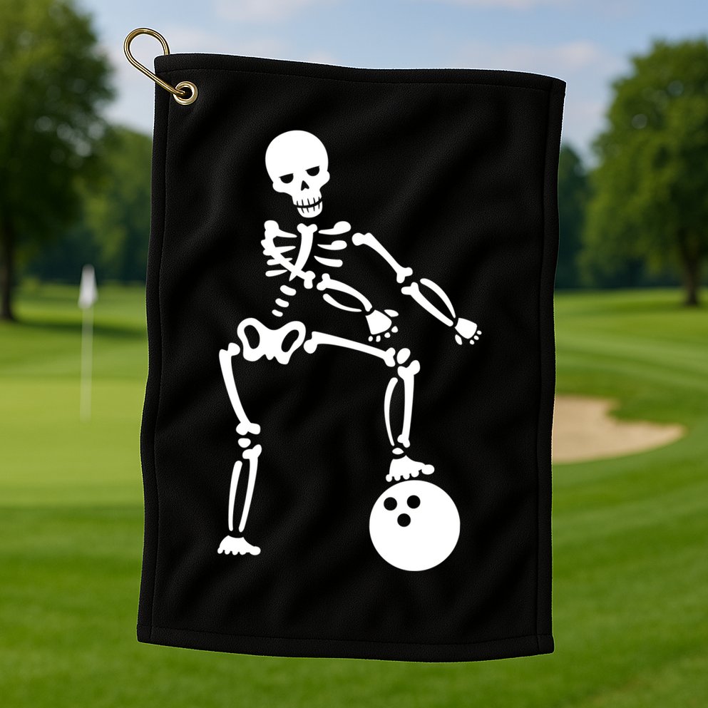 Bowling Ball Floss like A Boss Skeleton Golf Towel