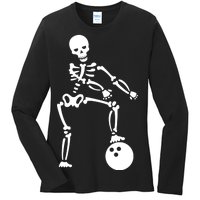 Bowling Ball Floss like A Boss Skeleton Ladies Long Sleeve Shirt