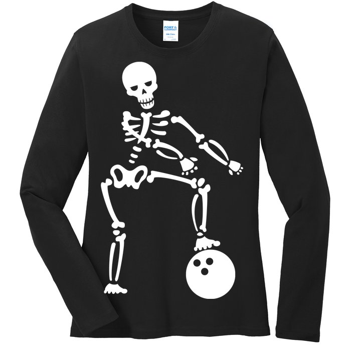 Bowling Ball Floss like A Boss Skeleton Ladies Long Sleeve Shirt