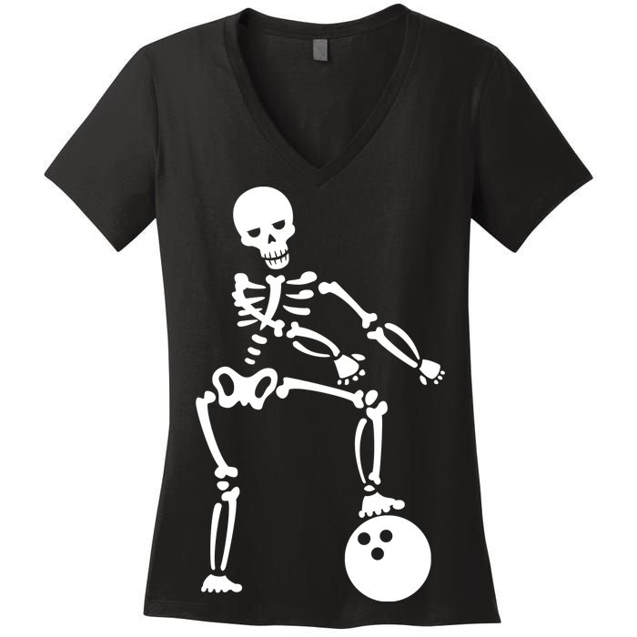 Bowling Ball Floss like A Boss Skeleton Women's V-Neck T-Shirt