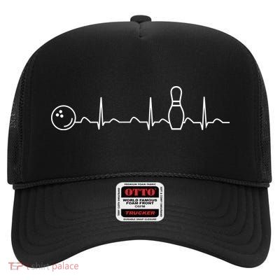 Bowling Lifeline Heartbeat Pulse High Crown Mesh Back Trucker Hat